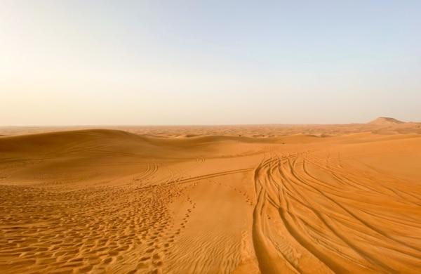A stretch of red sand in the Dubai Desert